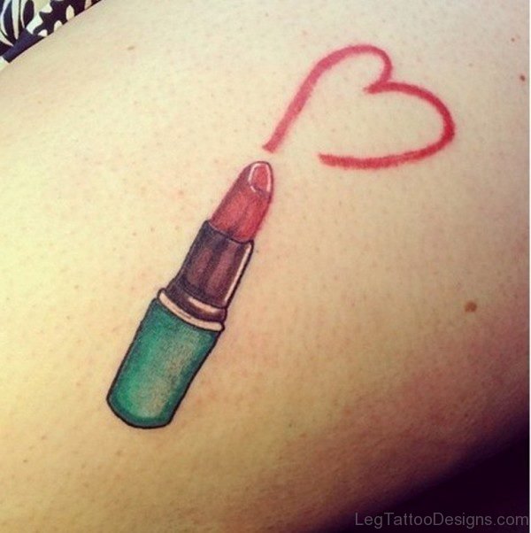 Lipstick Tattoo Design On Thigh