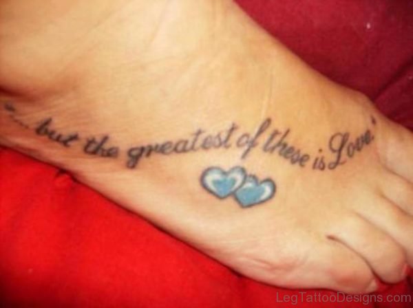 Love Wording Tattoo On Foot