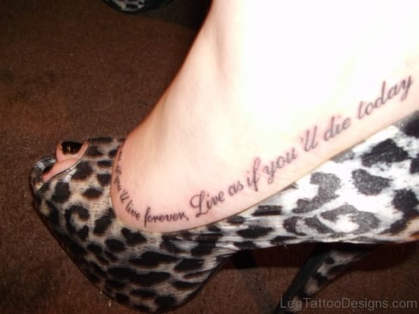 Love Wording Tattoo On Foot For Girls