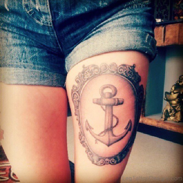Lovely Anchor Tattoo On Thigh