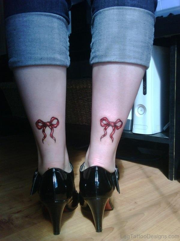 Lovely Bow Tattoo On Ankle