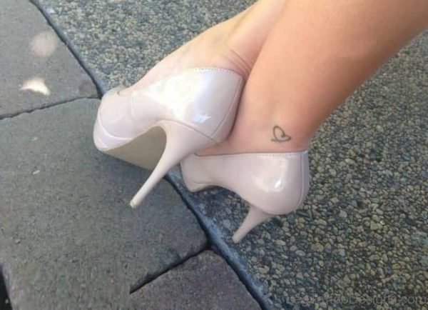 Lovely Heart Tattoo On Ankle