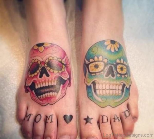 Lovely Skull Tattoo On Foot