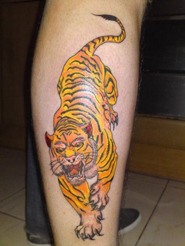 Majestic Tiger Tattoo For Leg