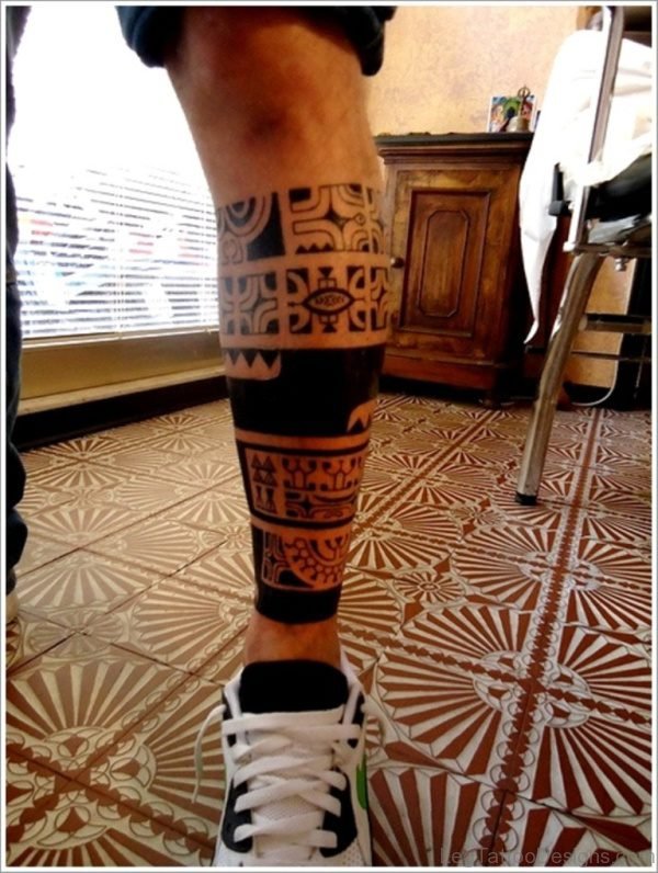 Maori Tribal Tattoo on Leg