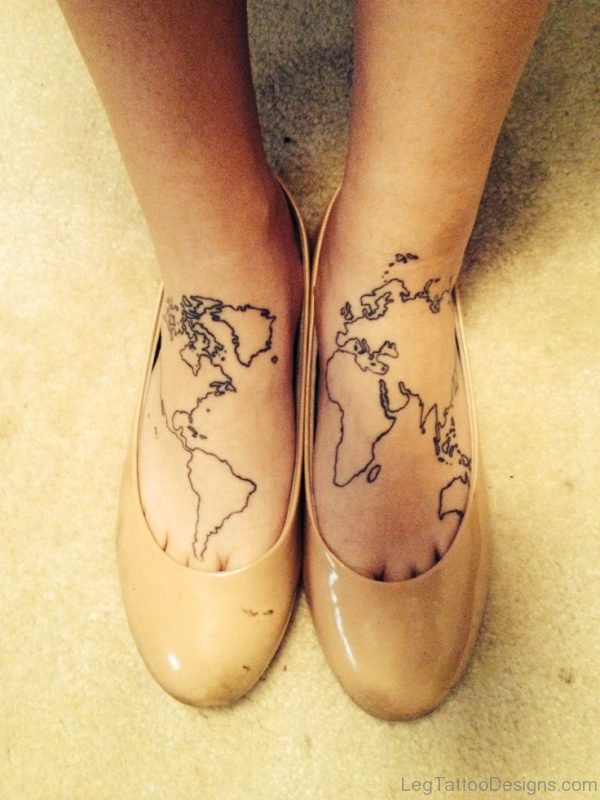 Map Tattoo Design On Foot