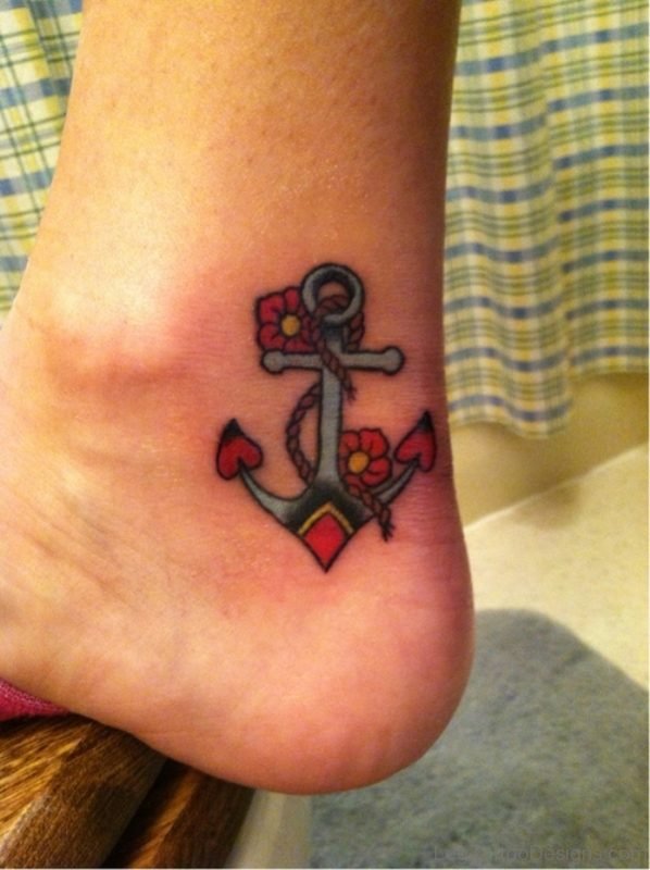 Marvelous Anchor Tattoo On Ankle