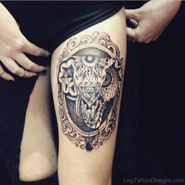 Marvelous Elephant Thigh Tattoo