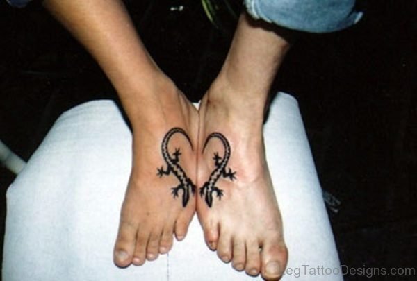 Matching Heart Tattoo On Foot