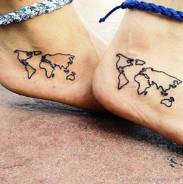 Matching World Map Tattoo