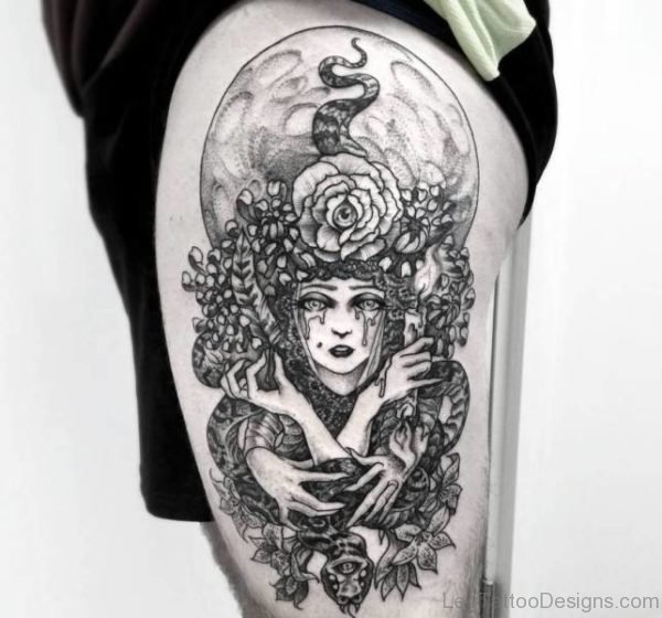 Medusa Tattoo Design On Thigh