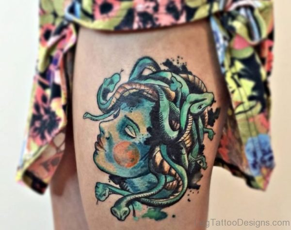 Medusa Thigh Tattoo