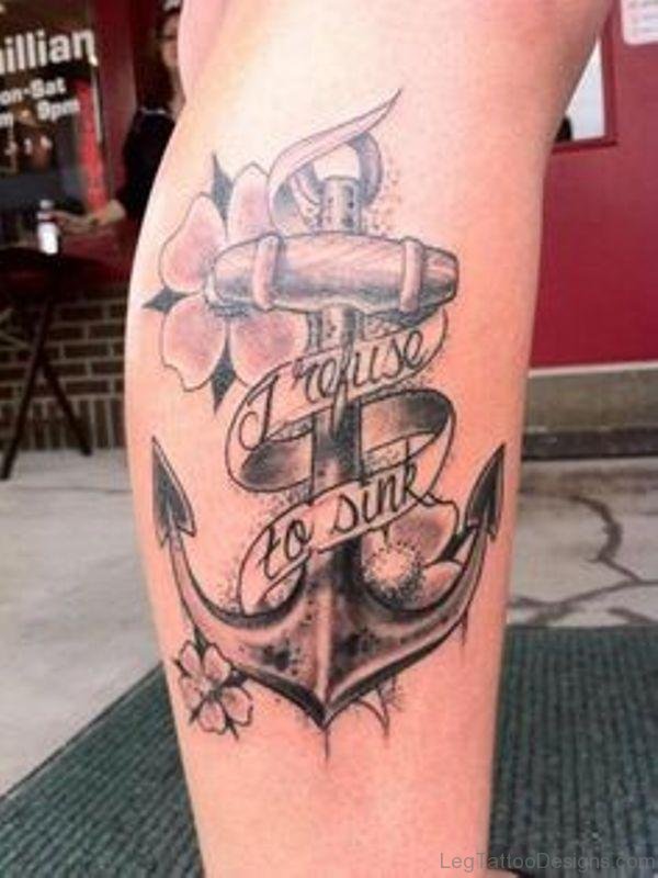 Memorial Anchor Leg Tattoo