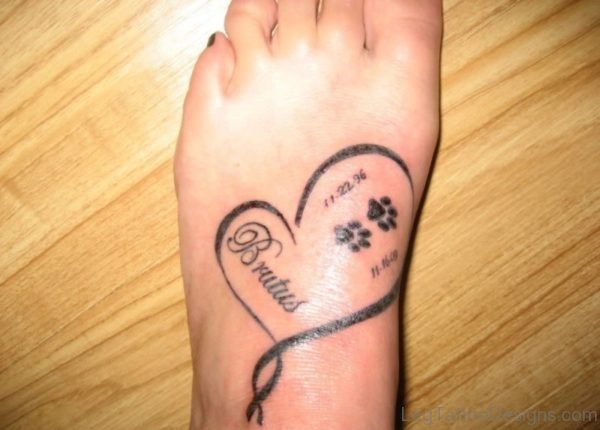 Memorial Heart Tattoo On Foot