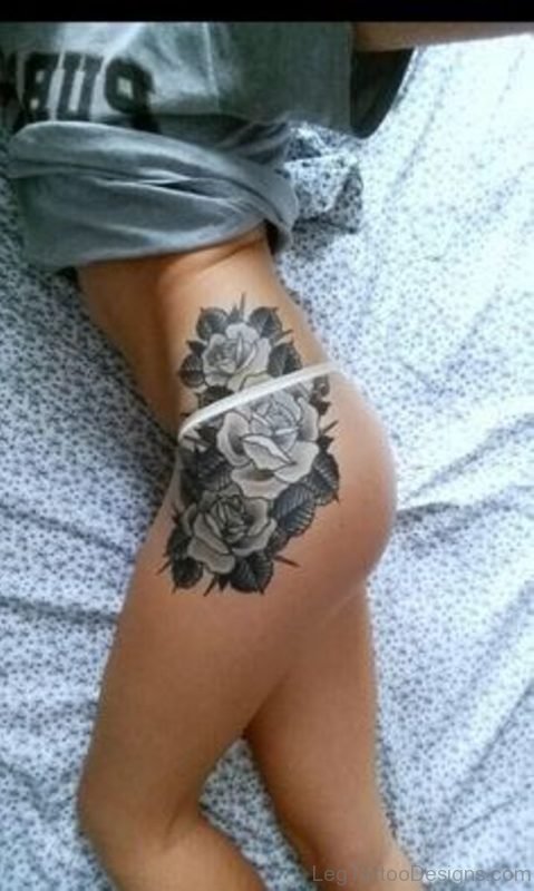 Mind Blowing Flower Tattoo On Thigh