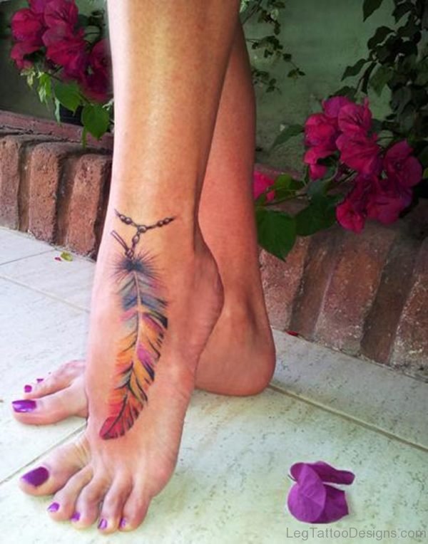 Multi Color Feather Tattoo