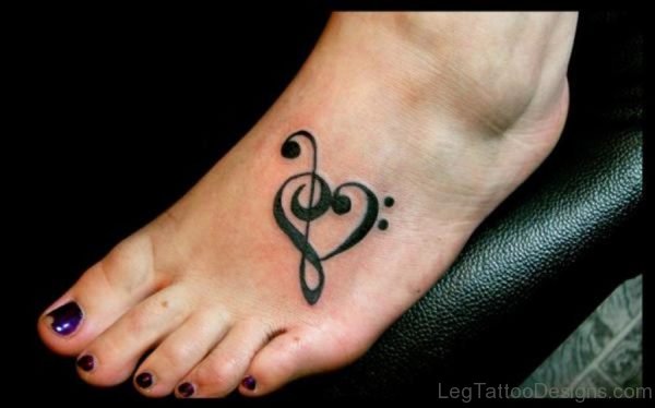 Music Heart Tattoo On Foot 1