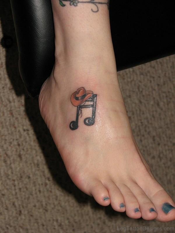 Music Symbol Tattoo On Foot 