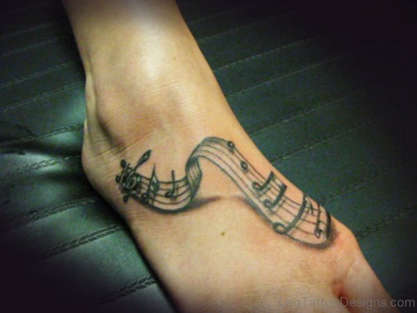 Music Syombal Tattoo Design On Foot