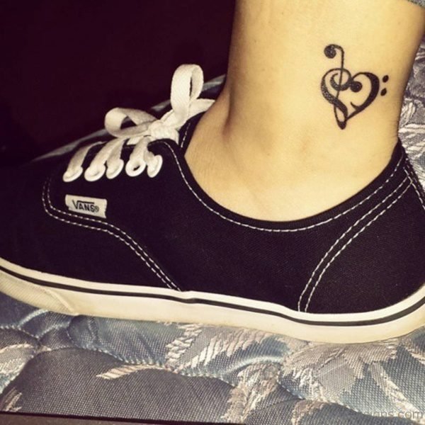 Musical Heart Tattoo On Ankle
