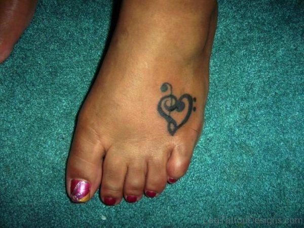 Musical Heart Tattoo On Foot