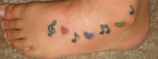 Musical Note And Heart Tattoo