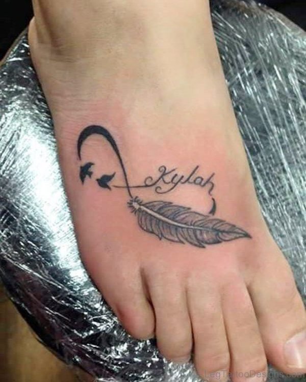 Name And Feather Tattoo