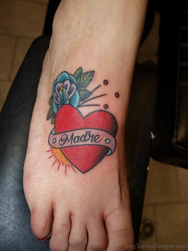 Name Heart Tattoo On Foot