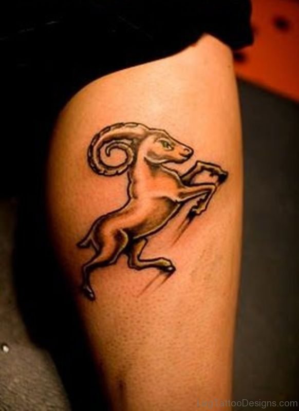 Nice Aries Tattoo On Leg