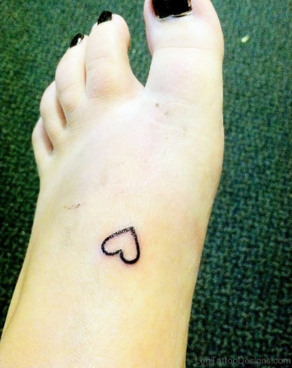 Nice Heart Tattoo On Foot 