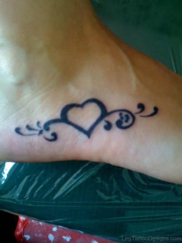 Nice Heart Tattoo On Foot