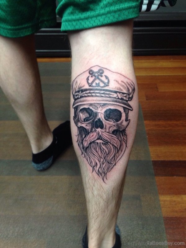 Nice Skull Tattoo On Leg