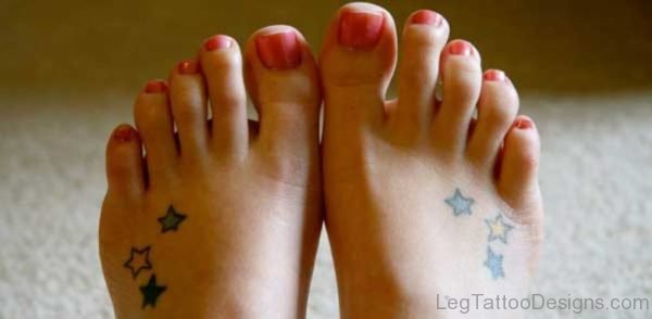 Nice Star Tattoo On Foot