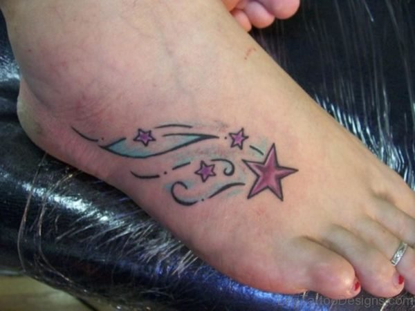 Nice Stars Tattoo On Foot