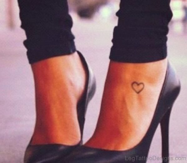 Nice Tiny Heart Tattoo On Ankle