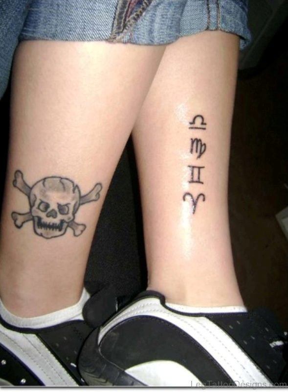 Nice Zodiac Aries Ttatoo On Leg