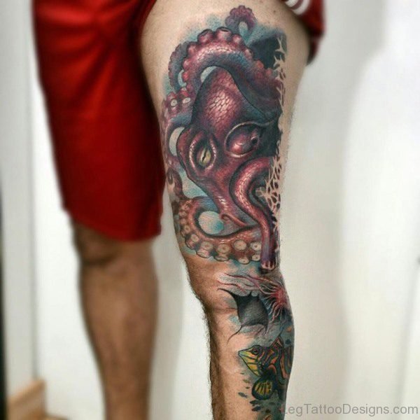 Octopus Tattoo Design On Thigh