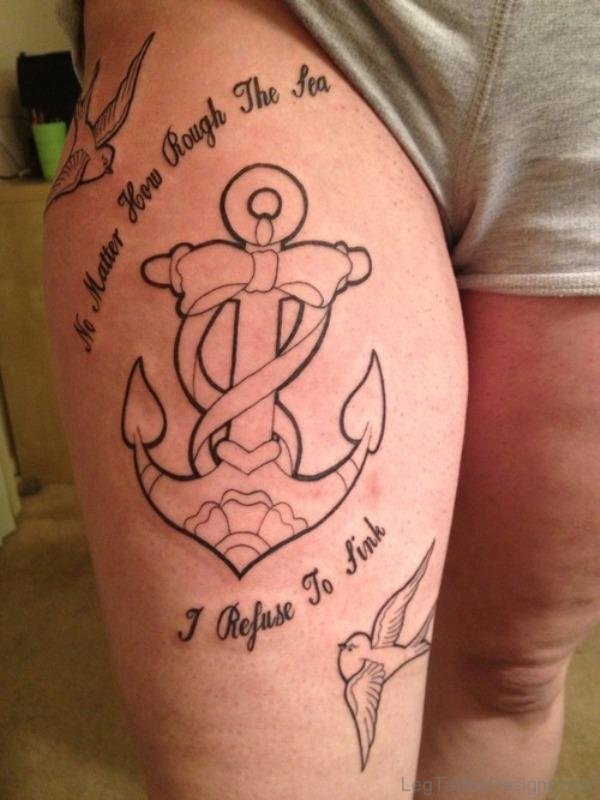 Outstanding Anchor Tattoo On Thigh