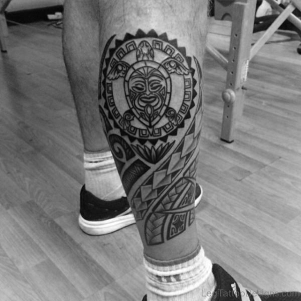 Outstanding Tribal Tattoo On Leg