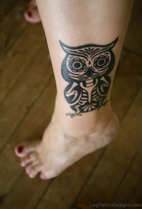 Owl Bird Tattoo on Leg