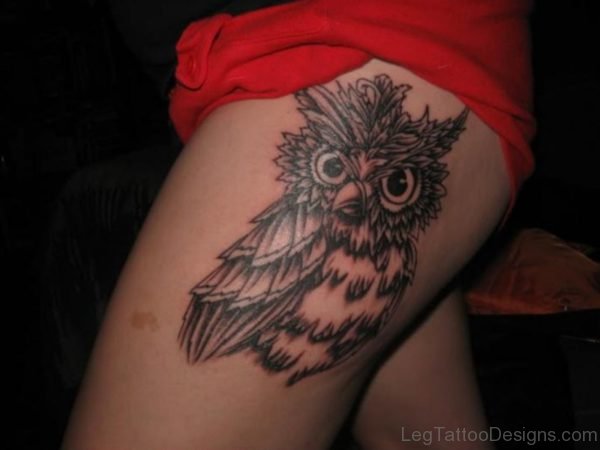 Owl Tattoo On Thigh