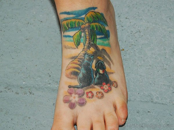 Palm Tattoo On Foot