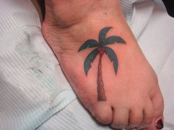 Palm Tree Tattoo On Girl Right Foot