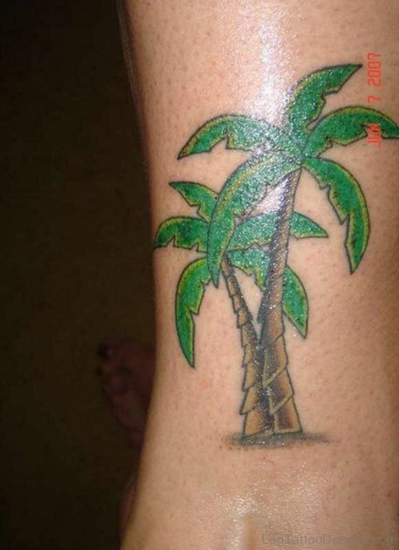 Palm Tree Tattoo On Leg