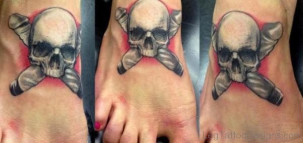 Perfect Skull Tattoo On Foot