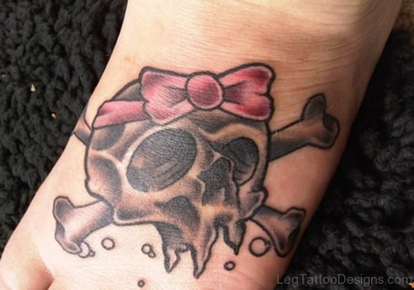 Pink Bow And Skull Tattoo