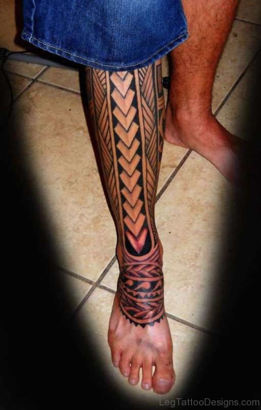 Polynesian Leg Tattoo