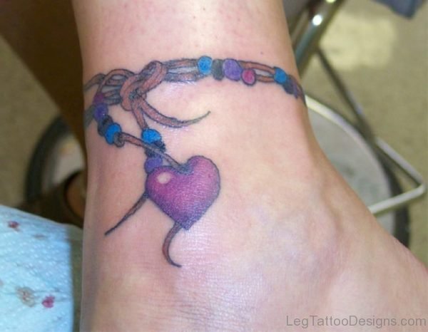 Purple Heart Tattoo On Ankle