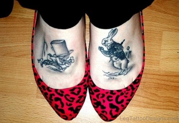 Rabbit Tattoo On Foot