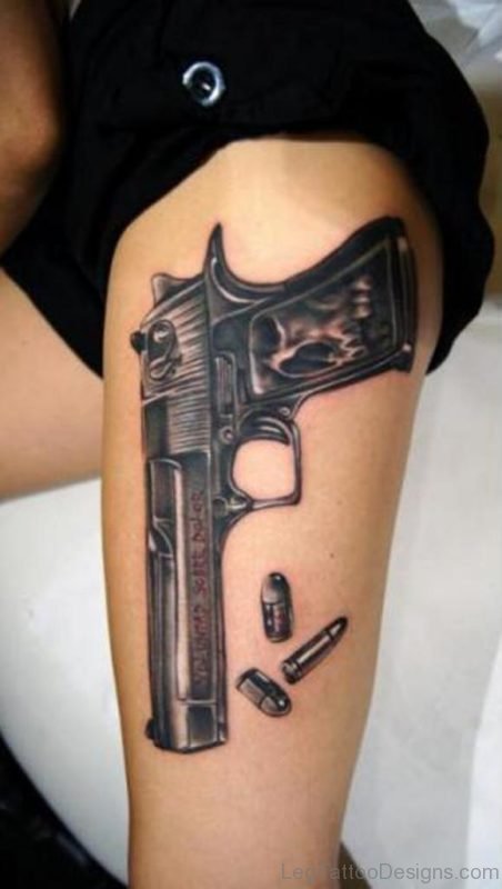 Realistic Gun Tattoo